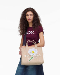 Marc Jacobs The Daisy Script Canvas Medium Tote Bag Cloud White Multi BAGS|NEW ARRIVALS