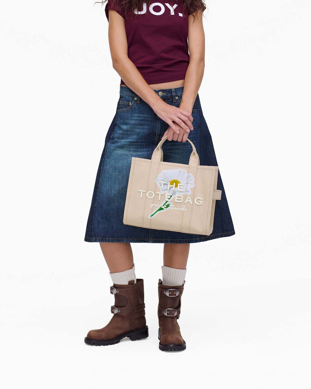 Marc Jacobs The Daisy Script Canvas Medium Tote Bag Cloud White Multi BAGS|NEW ARRIVALS