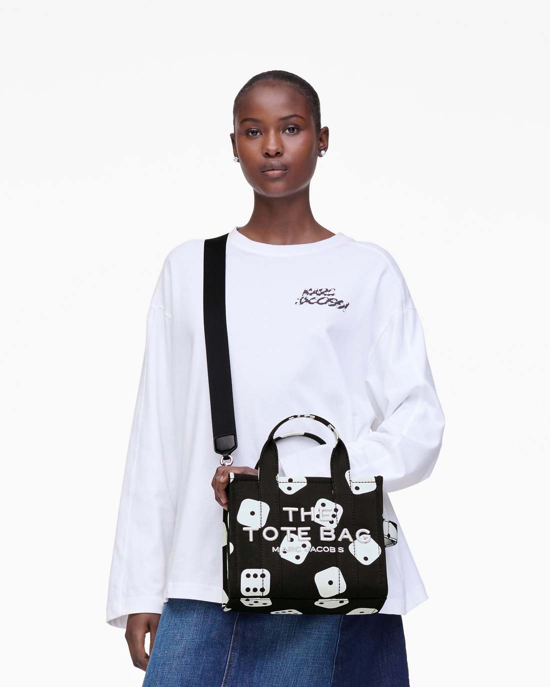 Marc Jacobs Derrick Adams X Marc Jacobs Canvas Small Tote Bag Black/White BAGS