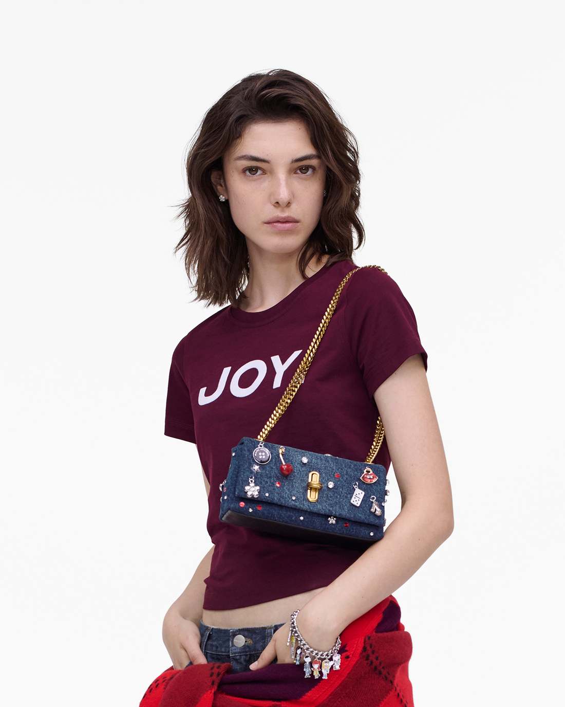 Marc Jacobs The Trinket Charm Denim Dual Chain Mini Bag Medium Wash Multi BAGS|WALLETS|NEW ARRIVALS