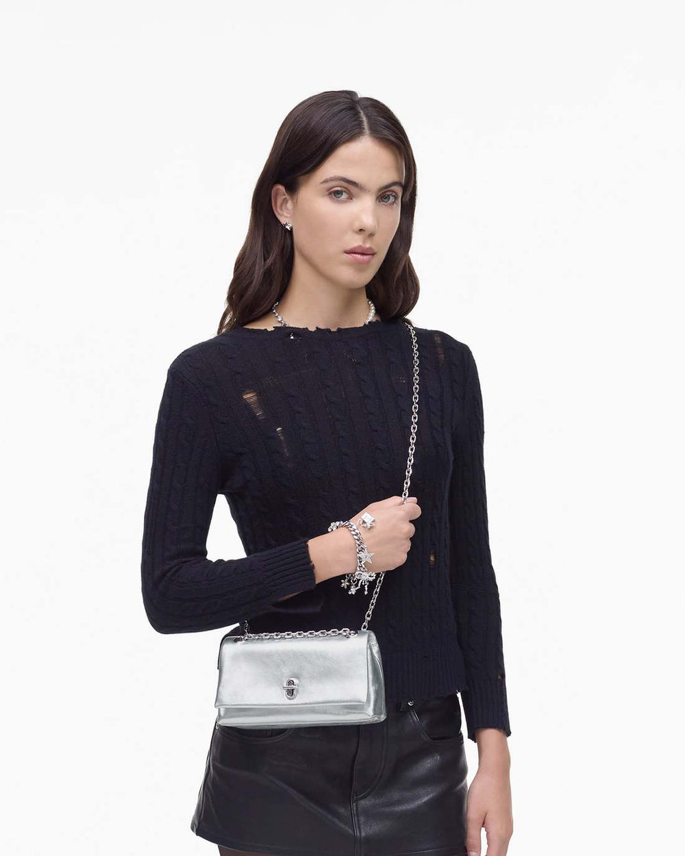Marc Jacobs The Metallic Dual Chain Mini Bag Silver BAGS