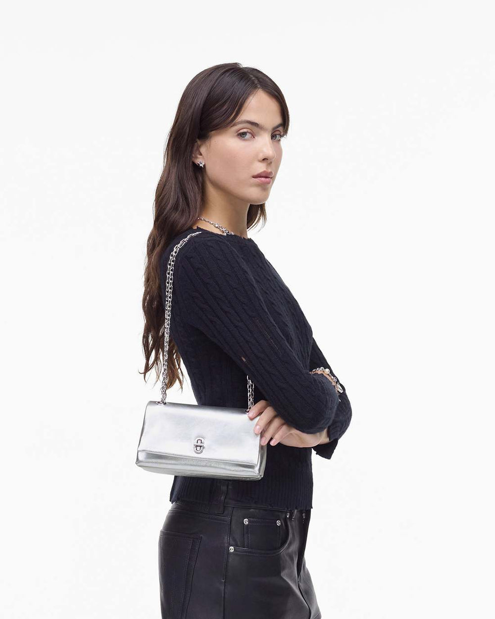 Marc Jacobs The Metallic Dual Chain Mini Bag Silver BAGS