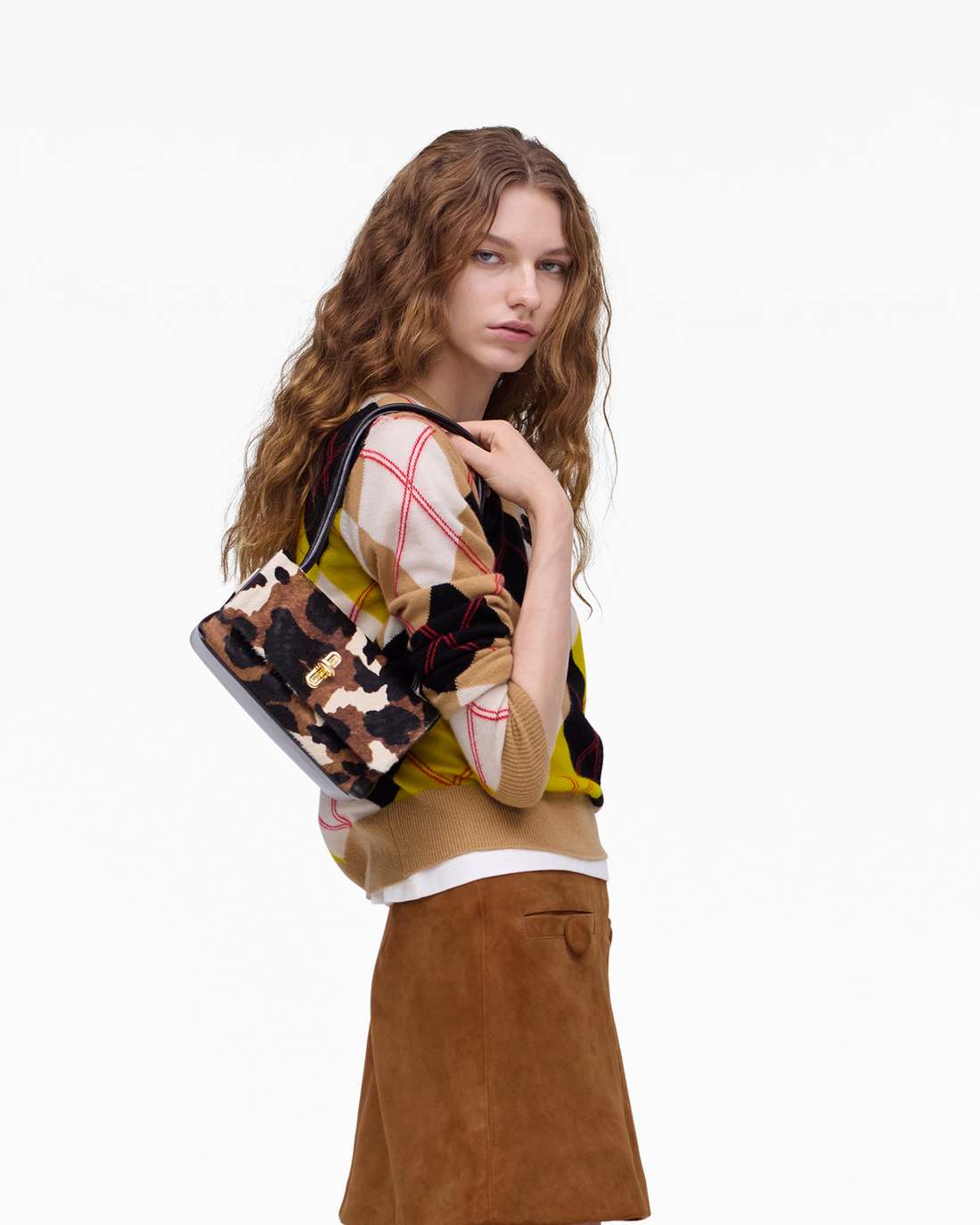 Marc Jacobs The Cow Haircalf Mini Dual Shoulder Bag Mocha Multi BAGS|NEW ARRIVALS