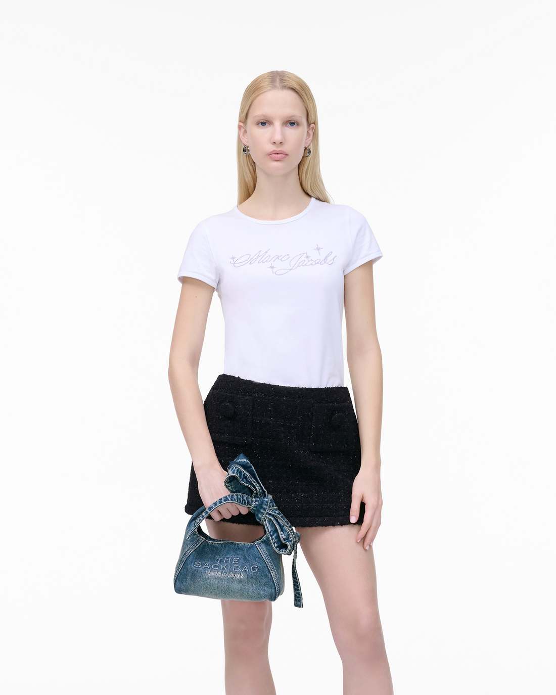 Marc Jacobs The Bow Denim Mini Sack Bag Medium Wash Indigo BAGS