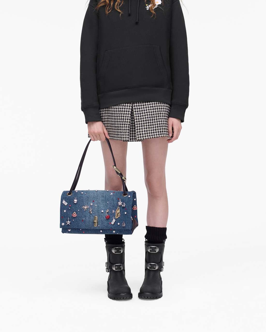 Marc Jacobs The Trinket Charm Denim Large Dual Bag Medium Wash Multi BAGS|NEW ARRIVALS