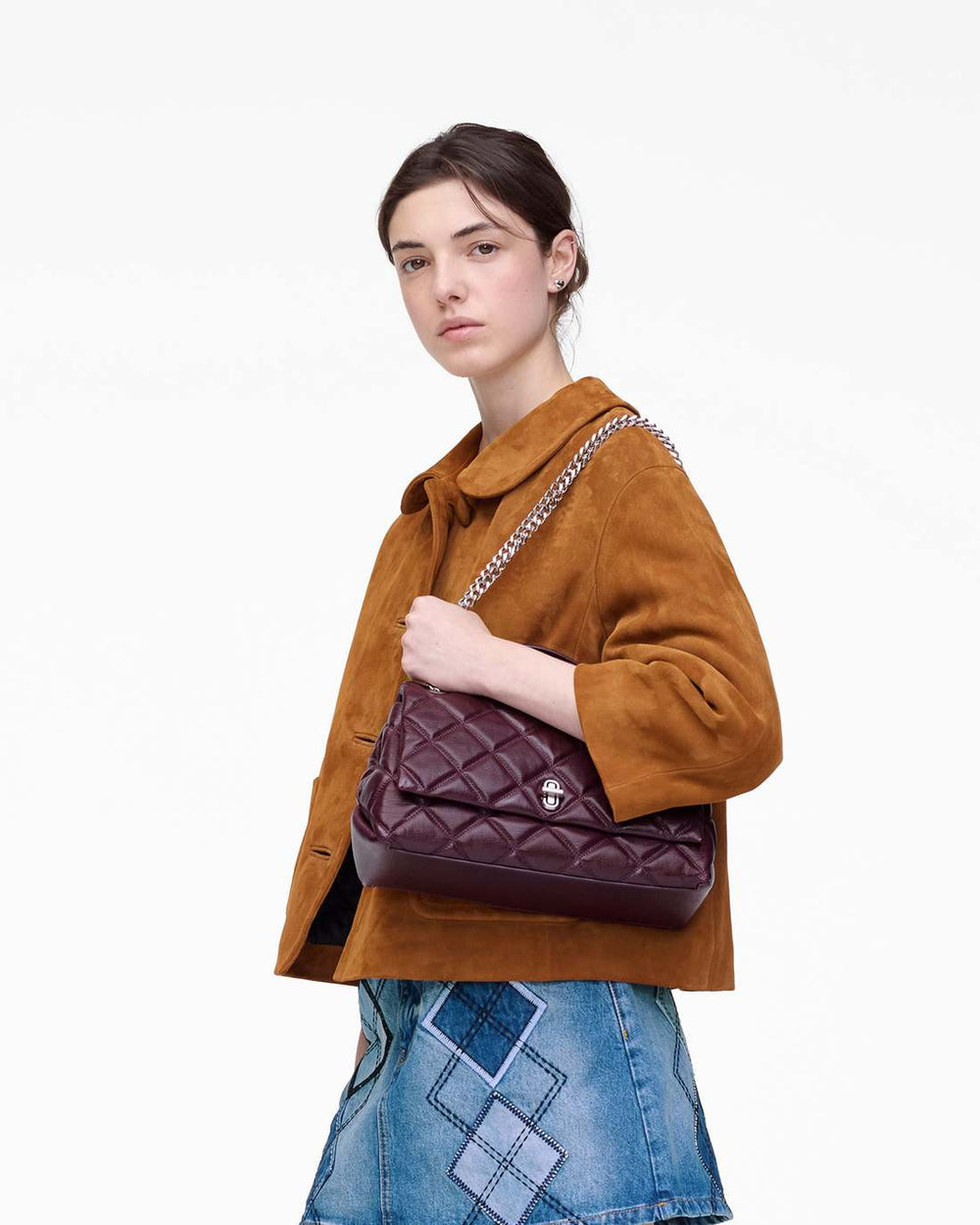 Marc Jacobs The Quilted Dual Convertible Shoulder Bag Dark Plum BAGS