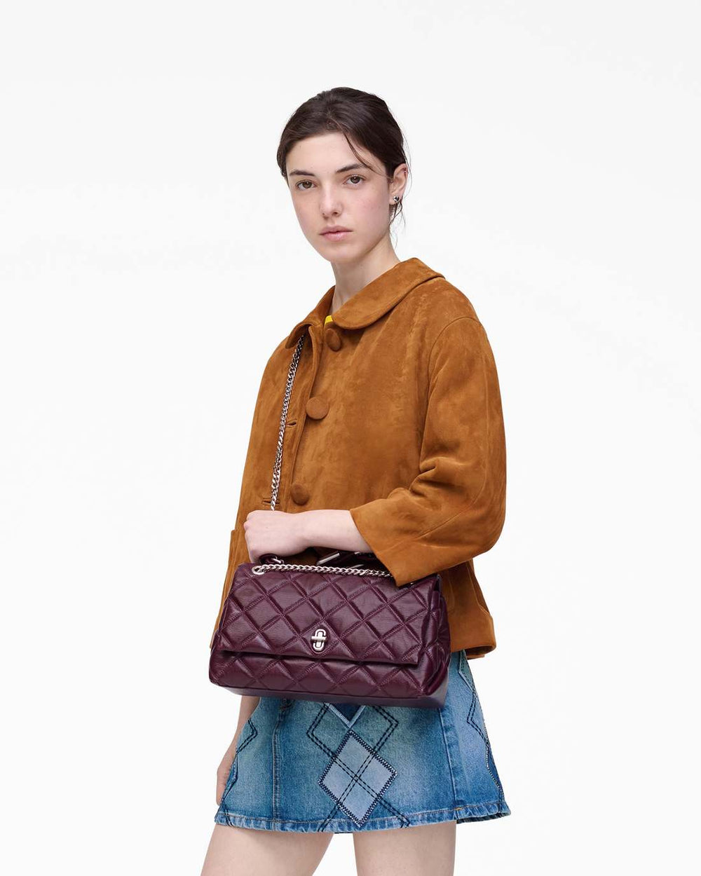 Marc Jacobs The Quilted Dual Convertible Shoulder Bag Dark Plum BAGS