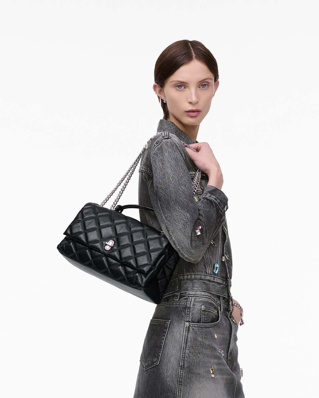 Marc Jacobs The Quilted Dual Convertible Shoulder Bag Black BAGS