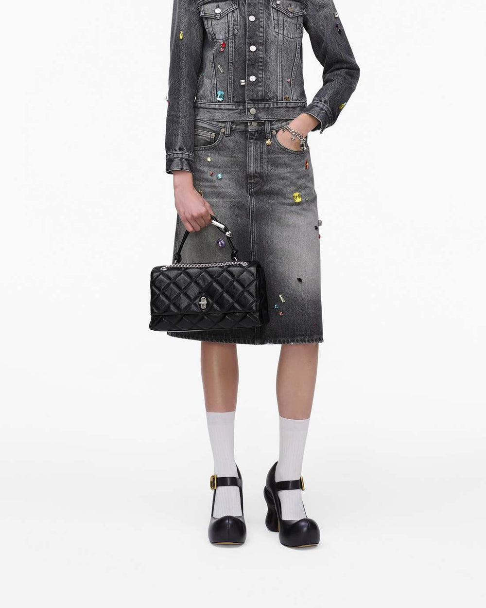 Marc Jacobs The Quilted Dual Convertible Shoulder Bag Black BAGS