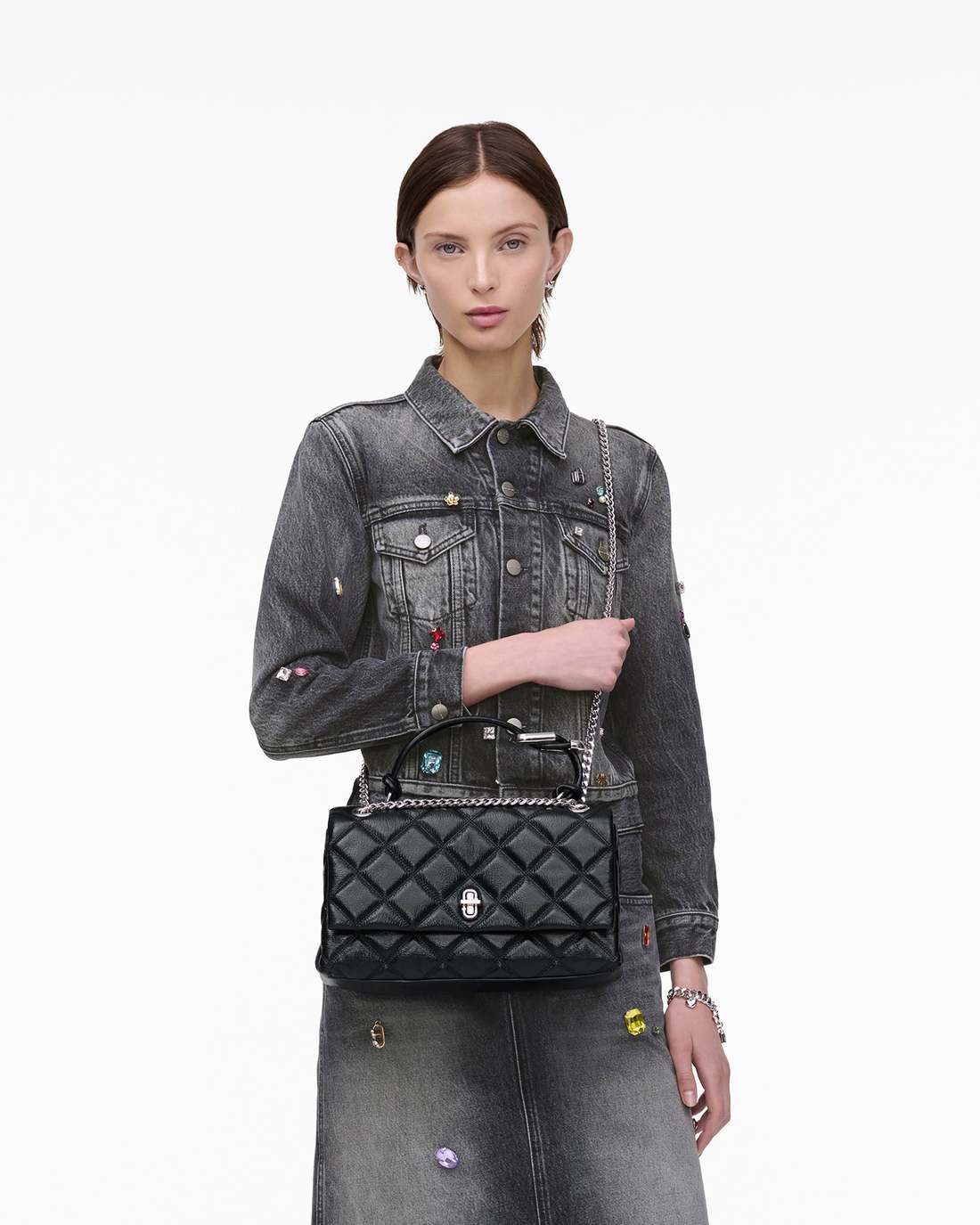 Marc Jacobs The Quilted Dual Convertible Shoulder Bag Black BAGS