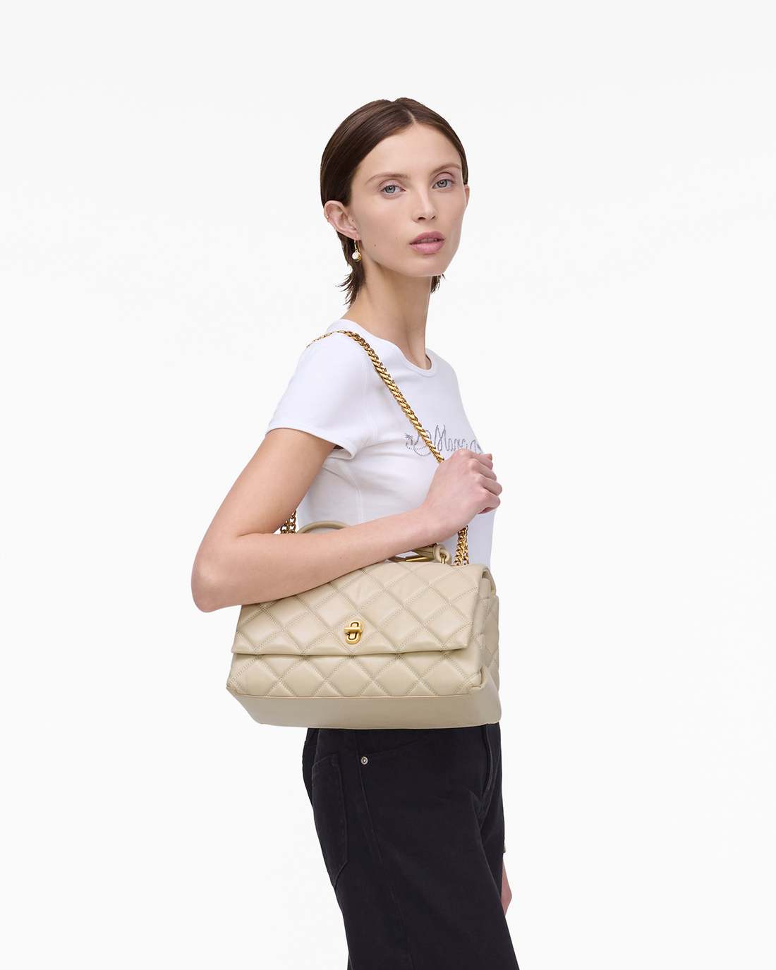 Marc Jacobs The Quilted Dual Convertible Shoulder Bag Cloud White BAGS
