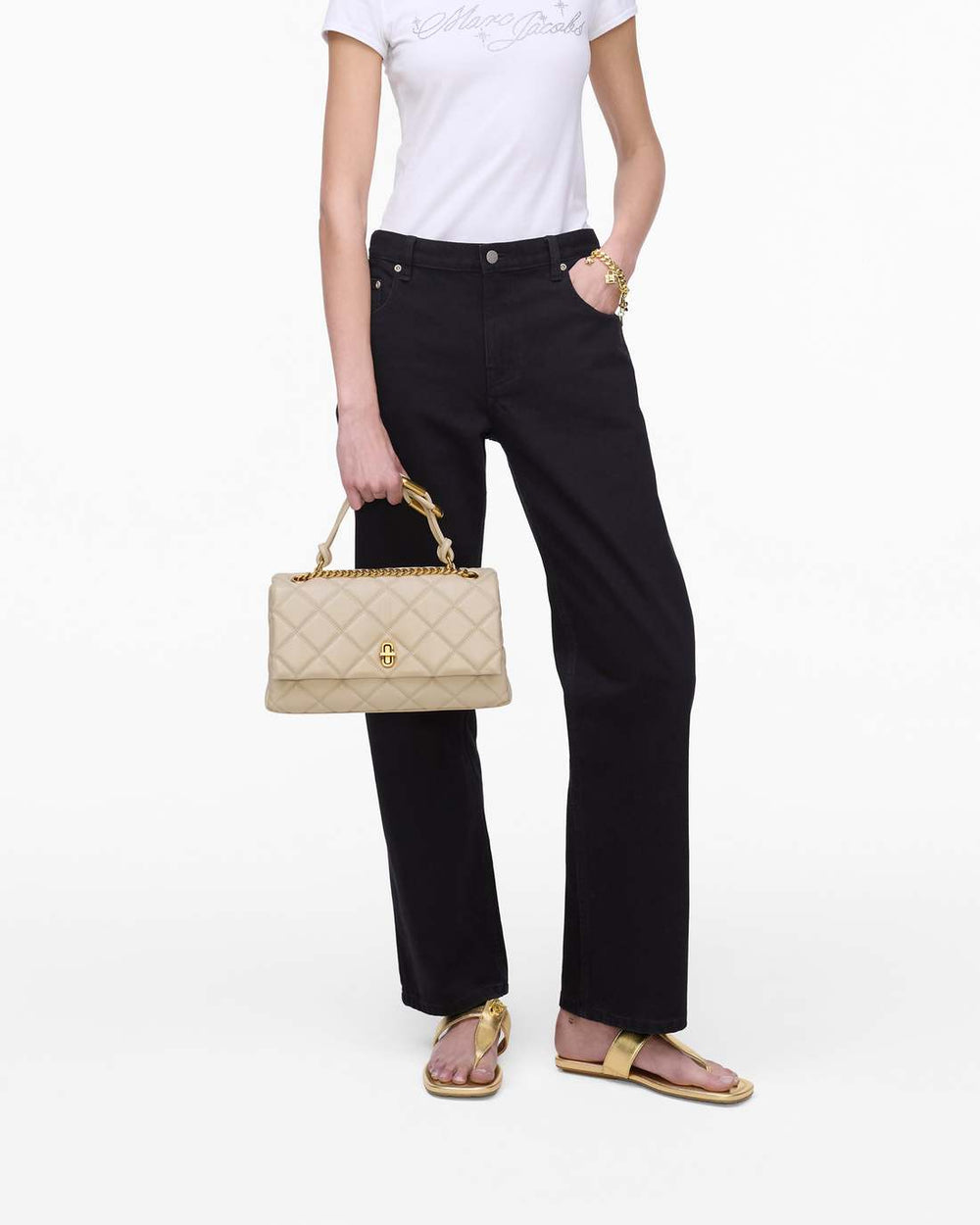 Marc Jacobs The Quilted Dual Convertible Shoulder Bag Cloud White BAGS