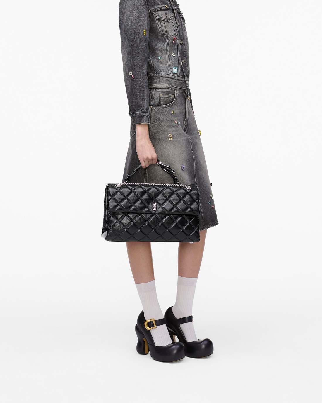 Marc Jacobs The Quilted XL Dual Convertible Shoulder Bag Black BAGS