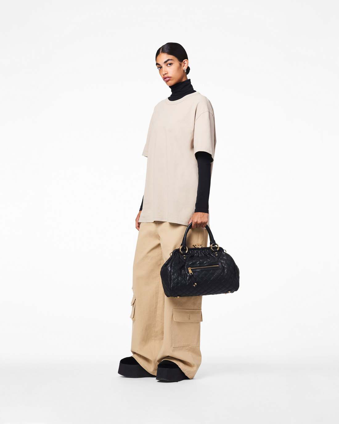 Marc Jacobs Re-Edition Quilted Leather Stam Bag Black BAGS