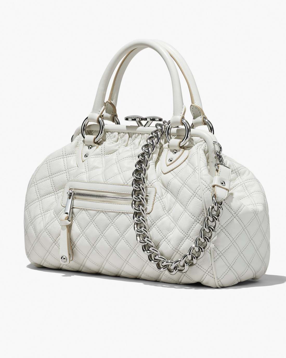 Marc Jacobs Re-Edition Quilted Leather Stam Bag Cloud White BAGS