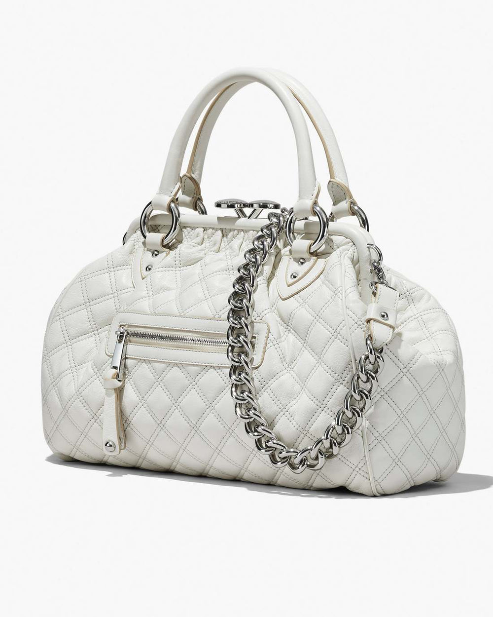 Marc Jacobs Re-Edition Quilted Leather Stam Bag Cloud White BAGS