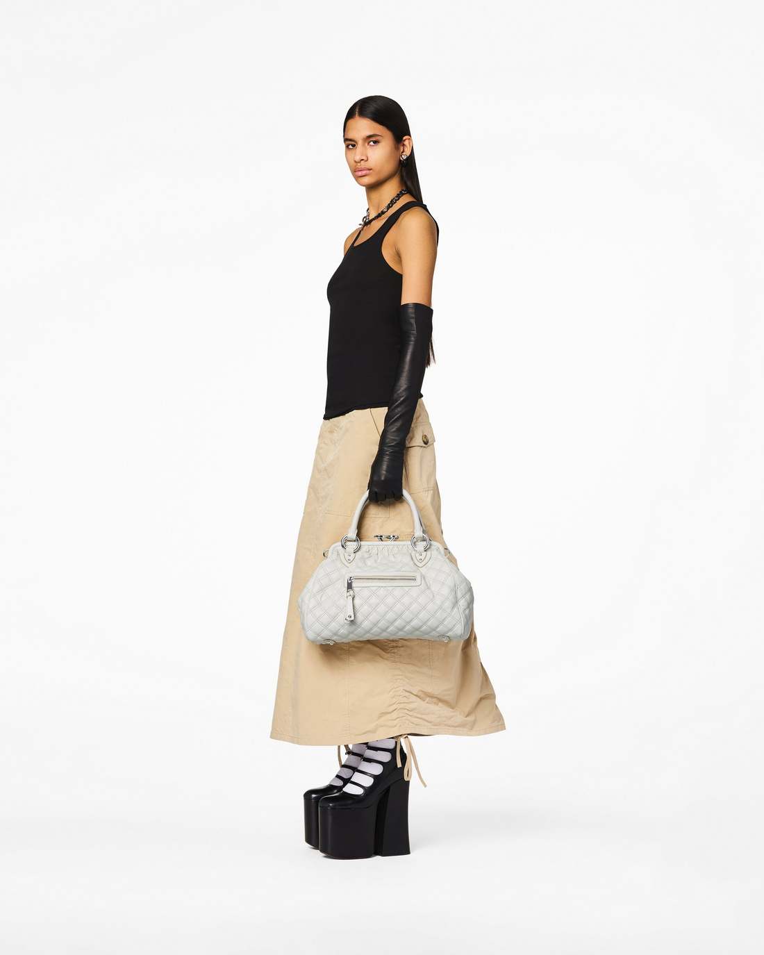 Marc Jacobs Re-Edition Quilted Leather Stam Bag Cloud White BAGS