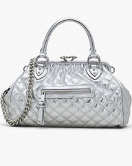 Marc Jacobs Re-Edition Quilted Metallic Leather Stam Bag Silver BAGS