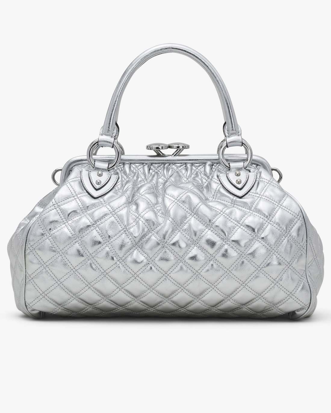 Marc Jacobs Re-Edition Quilted Metallic Leather Stam Bag Silver BAGS