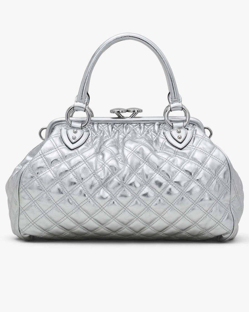 Marc Jacobs Re-Edition Quilted Metallic Leather Stam Bag Silver BAGS