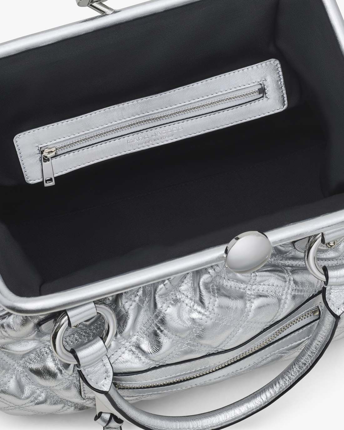Marc Jacobs Re-Edition Quilted Metallic Leather Stam Bag Silver BAGS