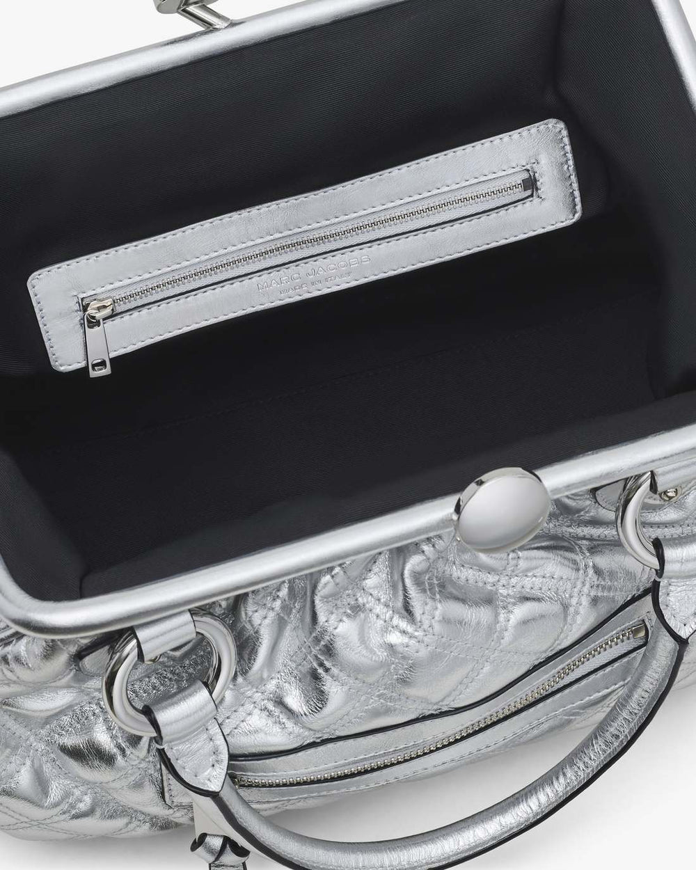 Marc Jacobs Re-Edition Quilted Metallic Leather Stam Bag Silver BAGS