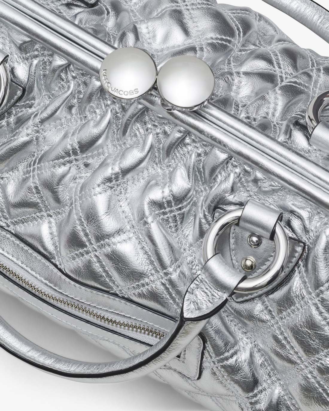 Marc Jacobs Re-Edition Quilted Metallic Leather Stam Bag Silver BAGS