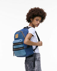 Marc Jacobs The Biker Colorblock Denim Large Backpack Indigo Multi BAGS