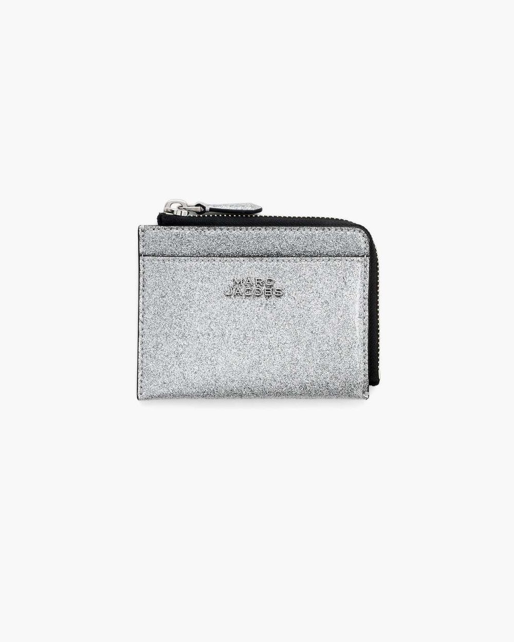 Marc Jacobs The Coated Glitter Everyday Top Zip Wallet Silver WALLETS|NEW ARRIVALS