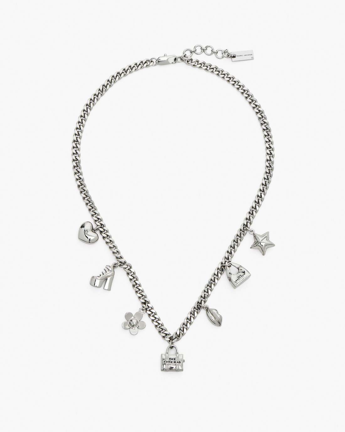 Marc Jacobs The Mini Icon Charm Necklace Light Antique Silver JEWELRY