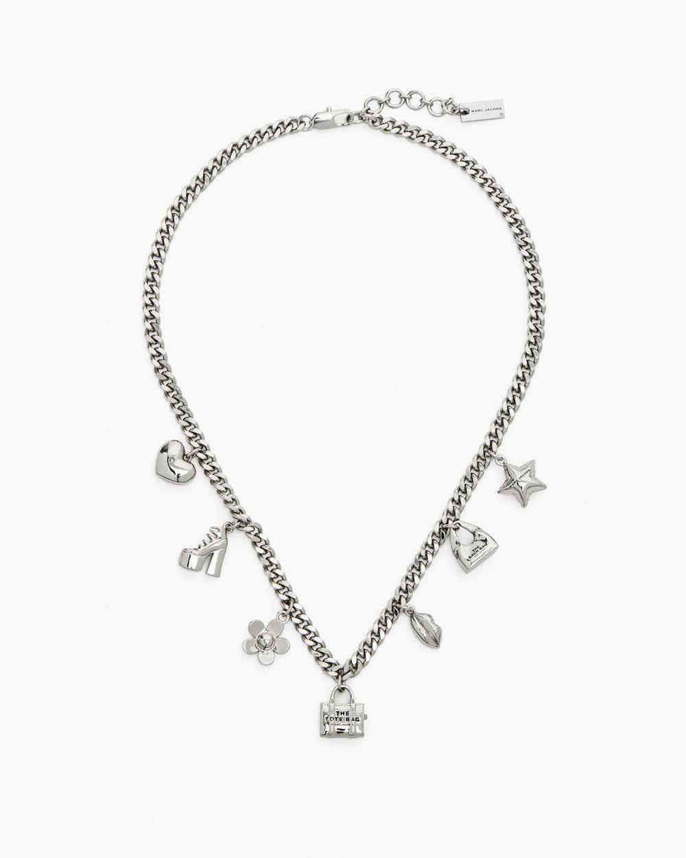 Marc Jacobs The Mini Icon Charm Necklace Light Antique Silver JEWELRY