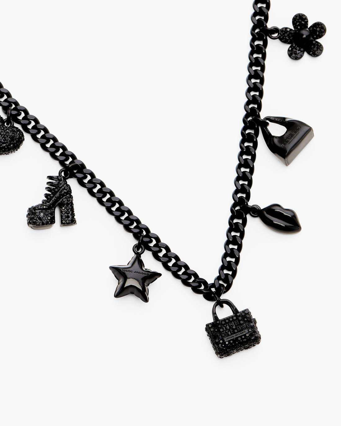 Marc Jacobs Mini Icon Pave Charm Necklace Black/Black Crystal JEWELRY