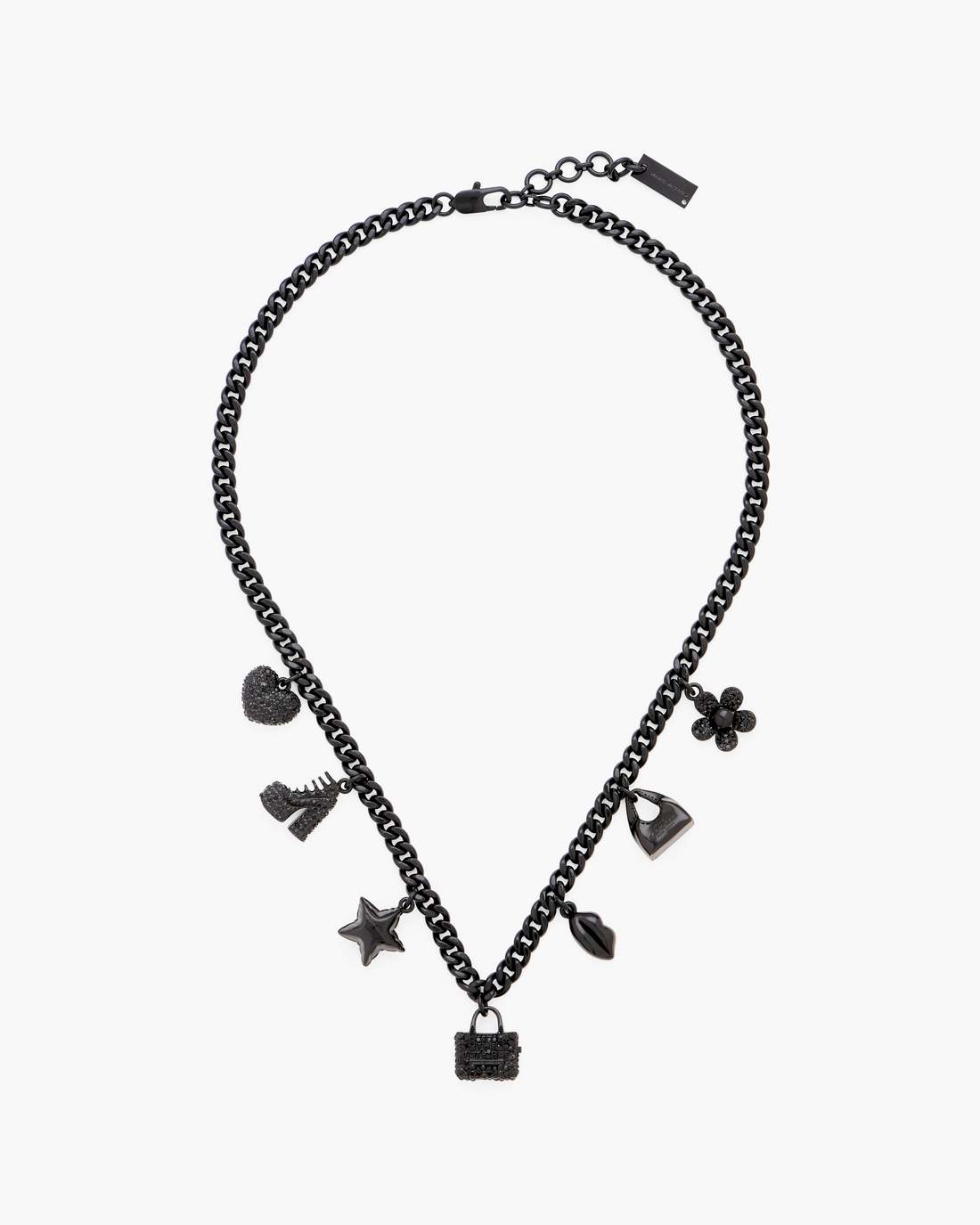 Marc Jacobs Mini Icon Pave Charm Necklace Black/Black Crystal JEWELRY