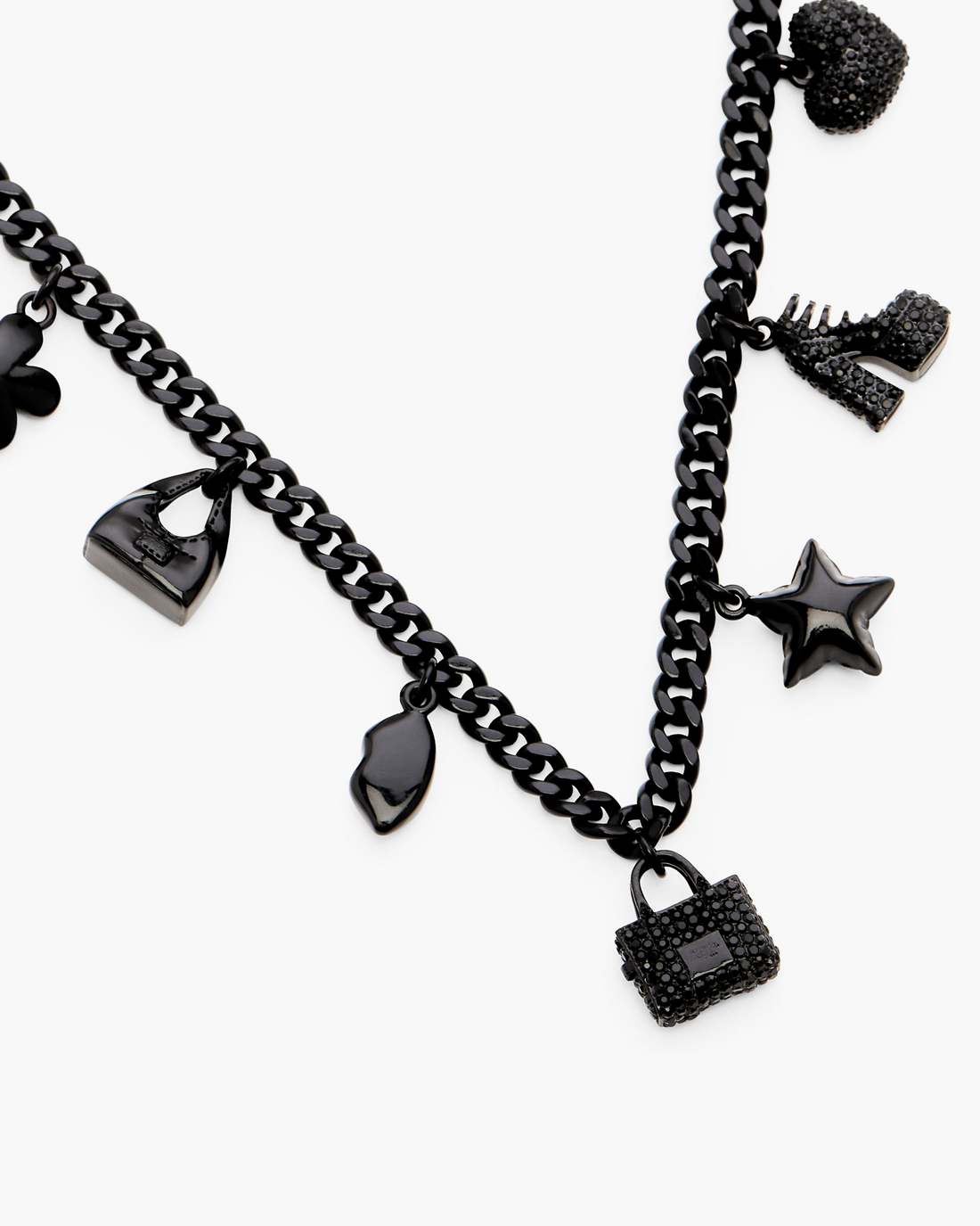 Marc Jacobs Mini Icon Pave Charm Necklace Black/Black Crystal JEWELRY