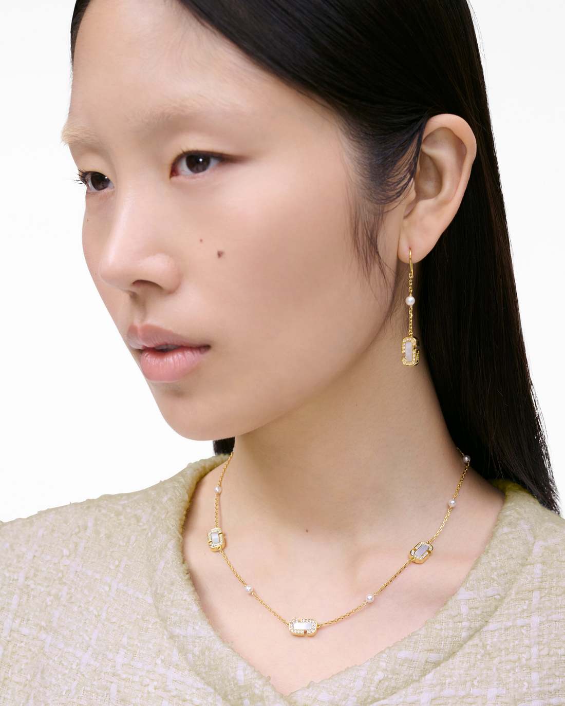 Marc Jacobs The J Marc Luxe Station Necklace Gold/Crystal JEWELRY