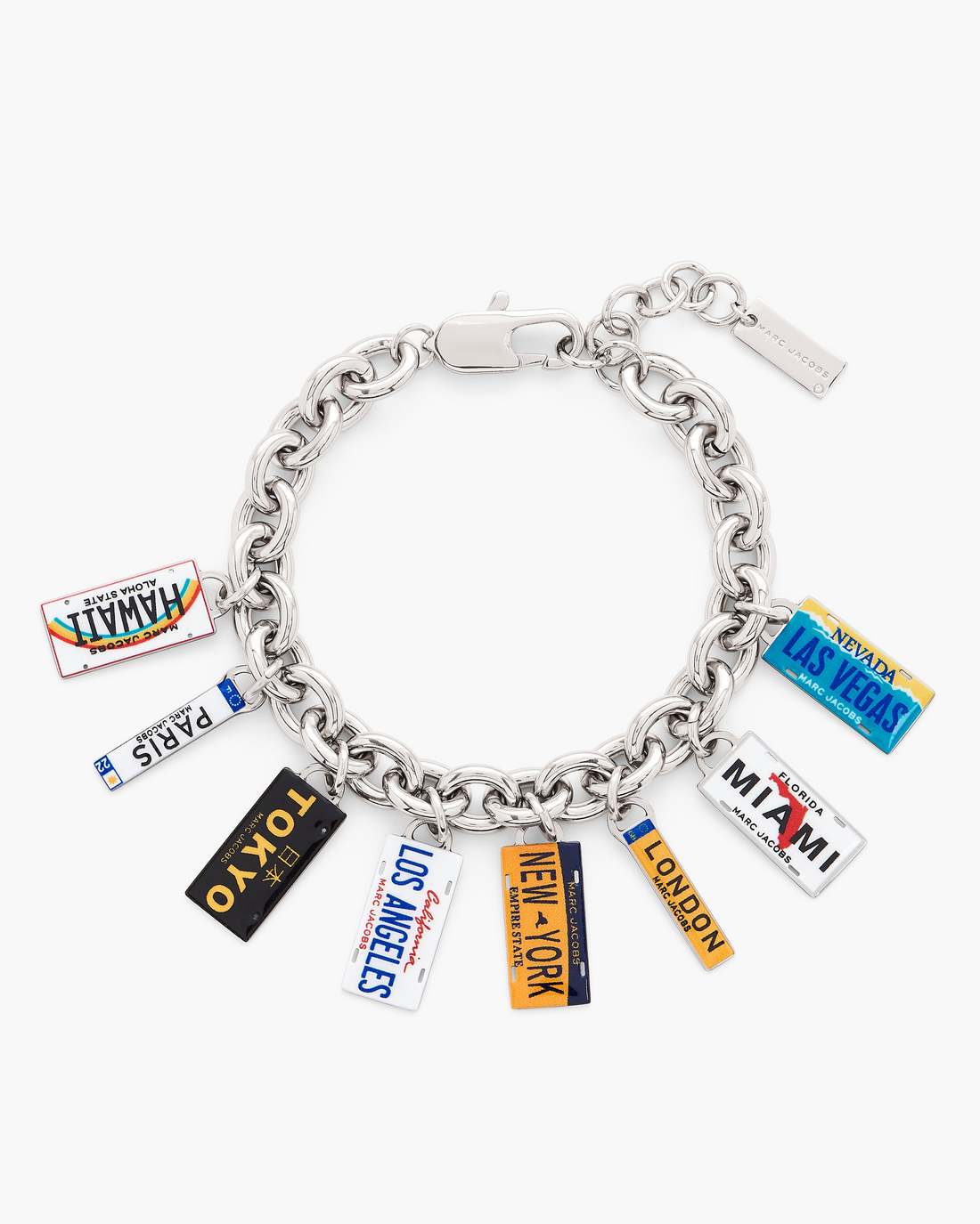 Marc Jacobs The Cities License Plate Charm Bracelet Silver/Multi JEWELRY