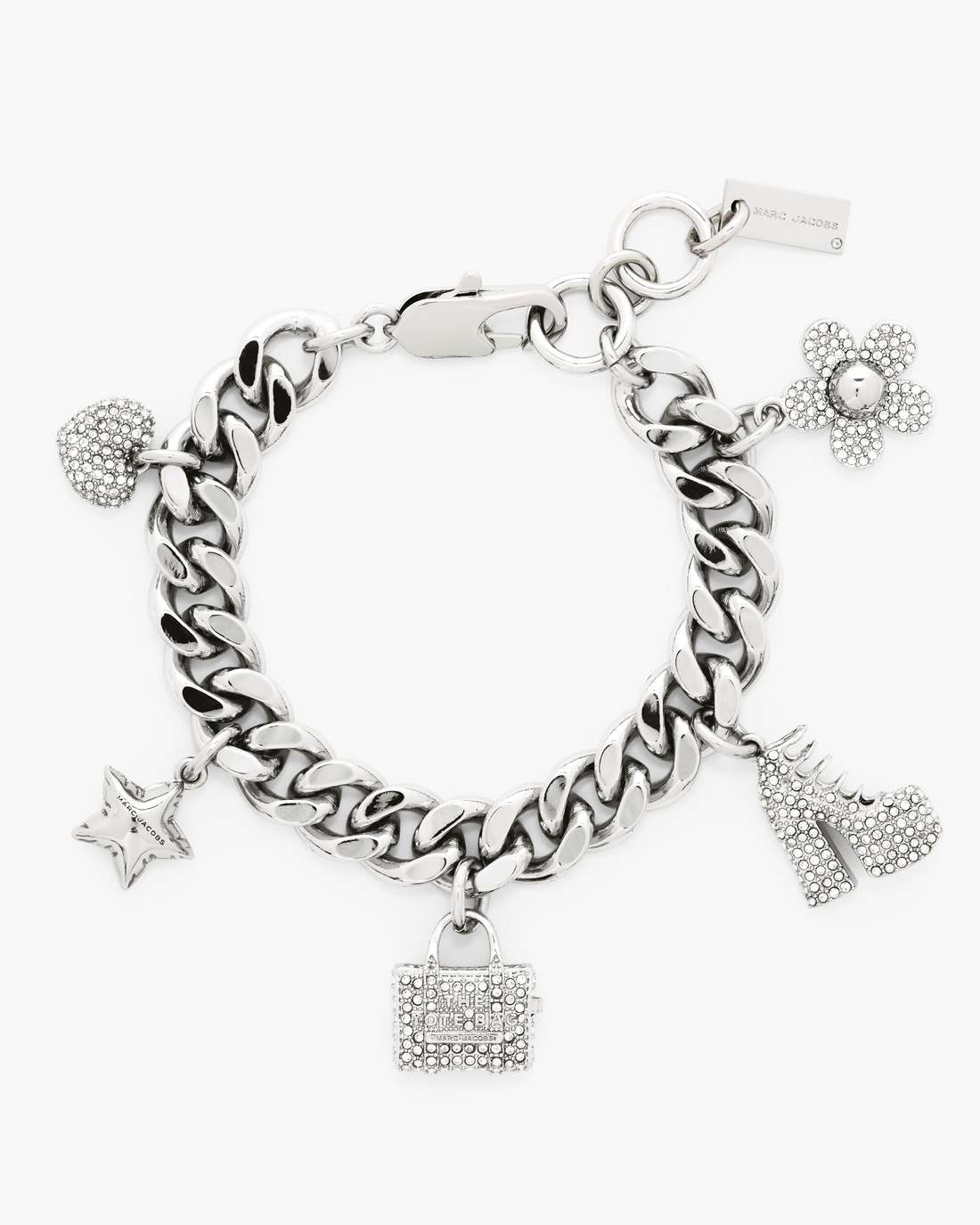 Marc Jacobs The Pave Mini Icon Charm Bracelet Silver/Crystal JEWELRY