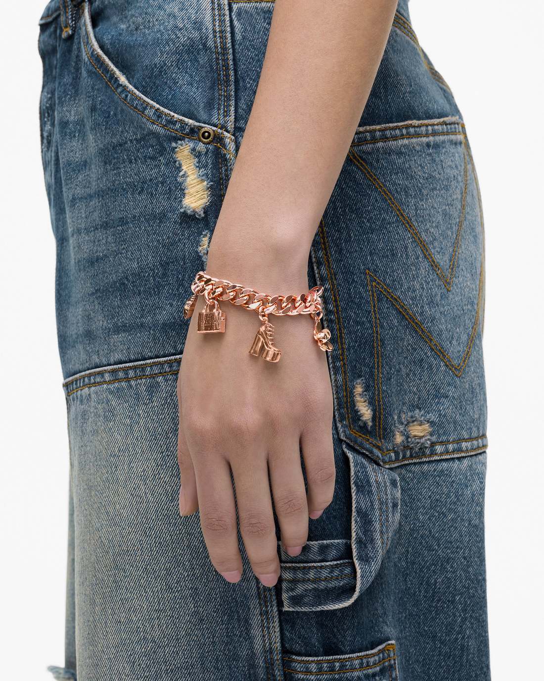 Marc Jacobs The Mini Icon Charm Bracelet Antique Rose Gold JEWELRY
