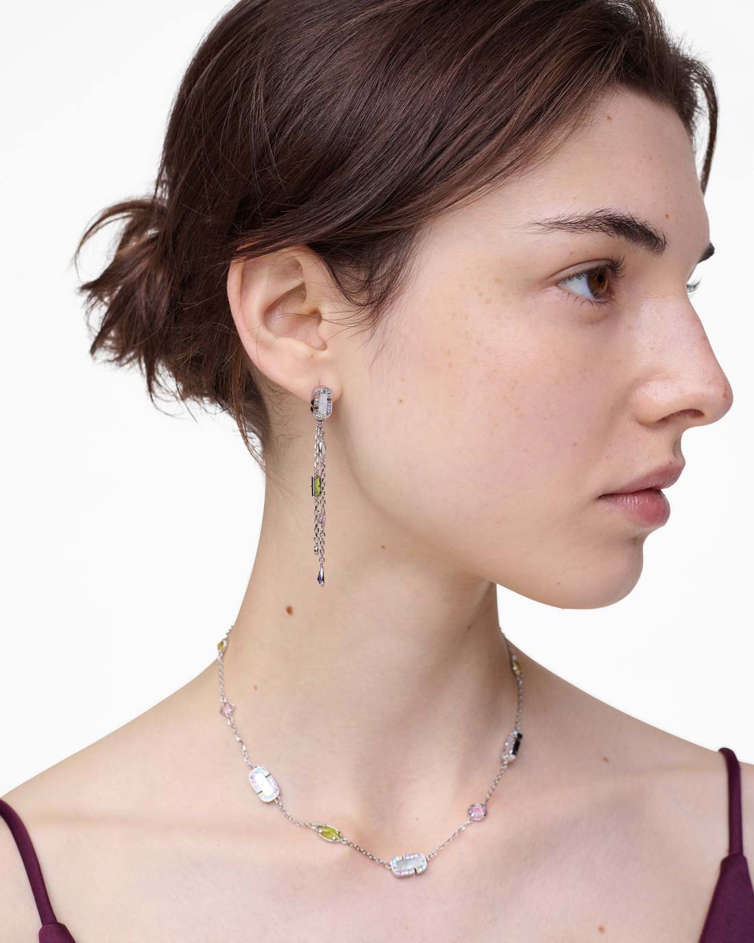 Marc Jacobs The J Marc Luxe Gem Linear Earrings Silver/Multi JEWELRY