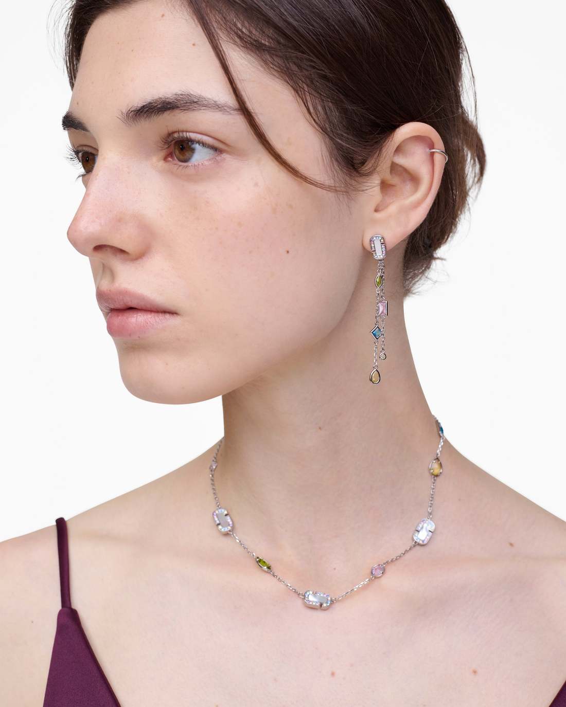 Marc Jacobs The J Marc Luxe Gem Linear Earrings Silver/Multi JEWELRY