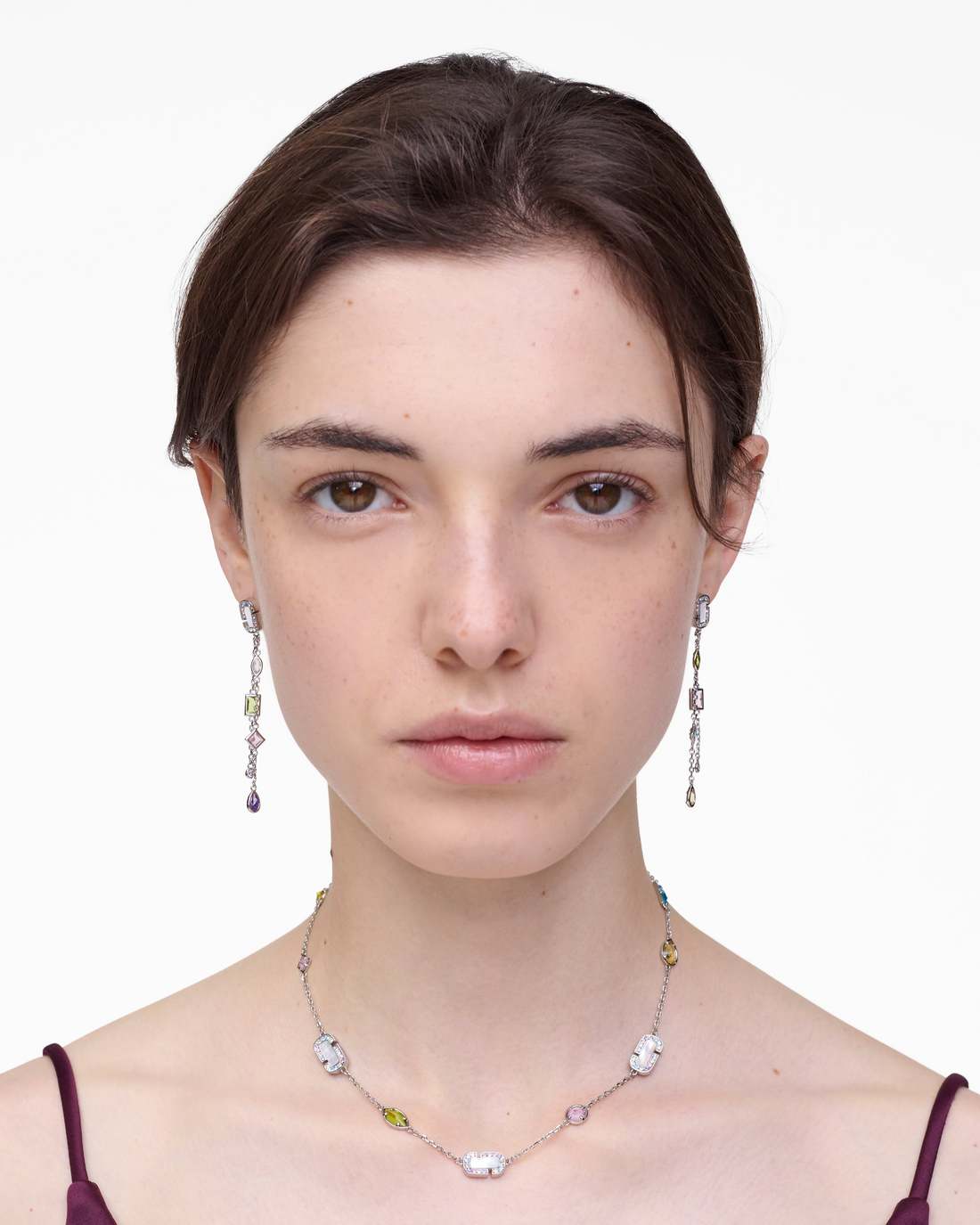 Marc Jacobs The J Marc Luxe Gem Linear Earrings Silver/Multi JEWELRY