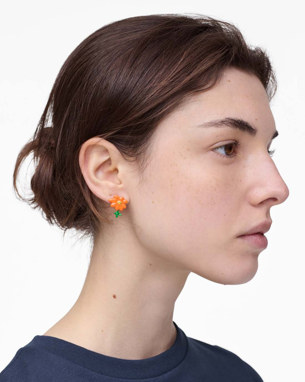 Marc Jacobs David Shrigley X Marc Jacobs Joy Flower Stud Earrings Silver/Orange JEWELRY