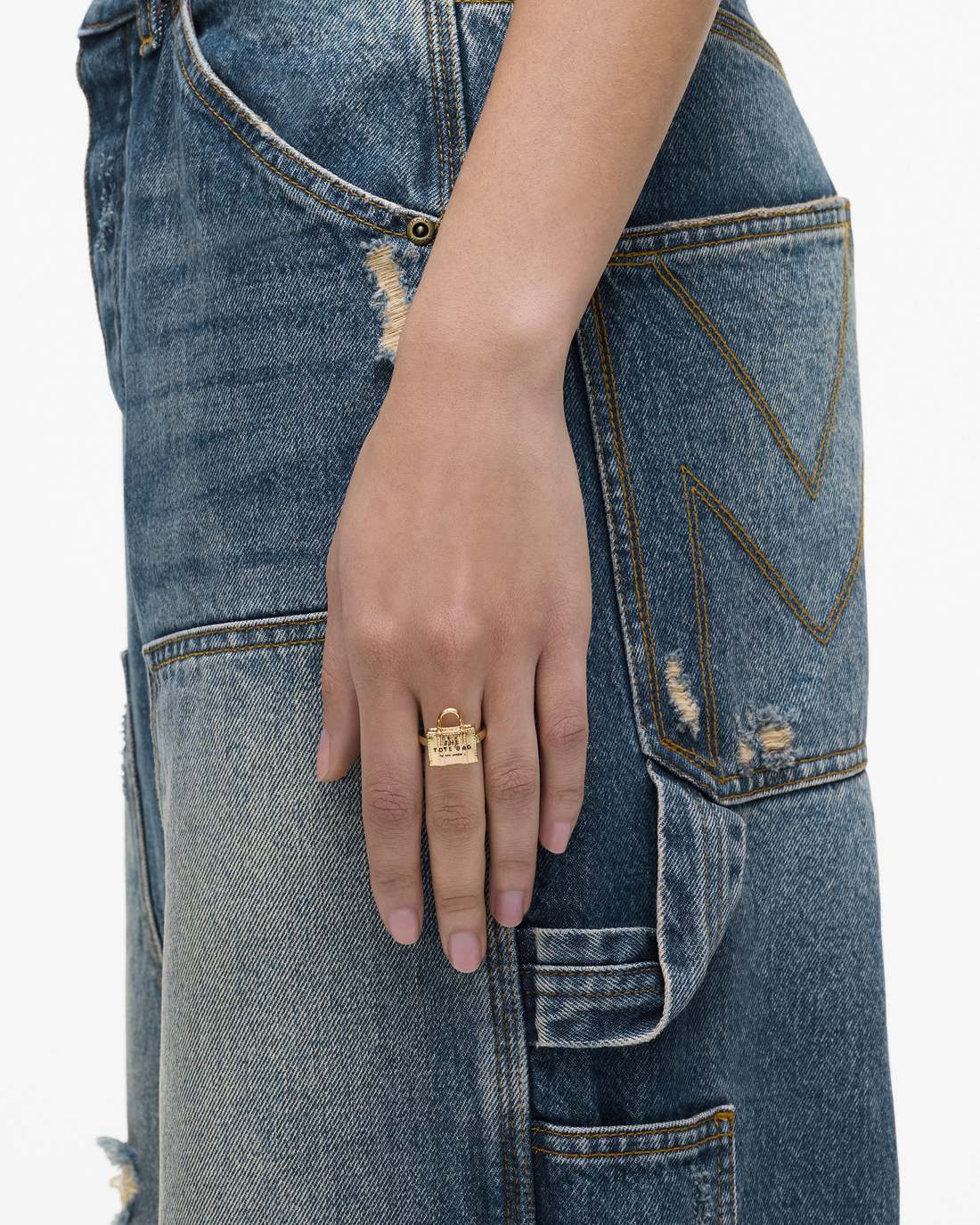 Marc Jacobs The Tote Bag Ring Light Antique Gold JEWELRY