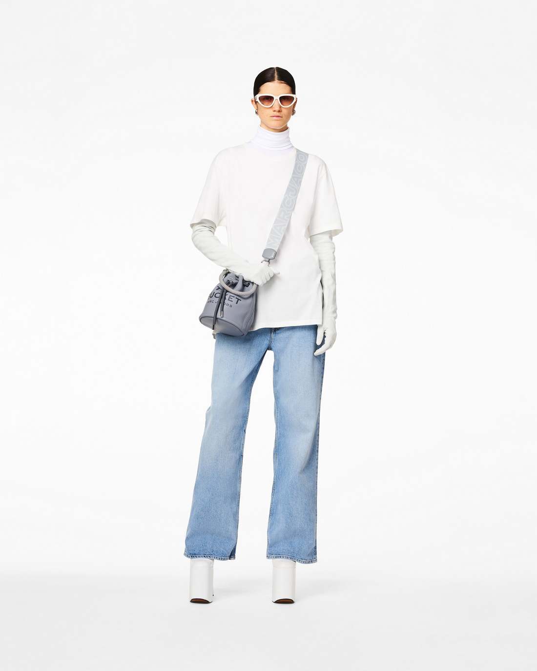 Marc Jacobs The Outline Logo Webbing Strap Wolf Grey Multi ACCESSORIES
