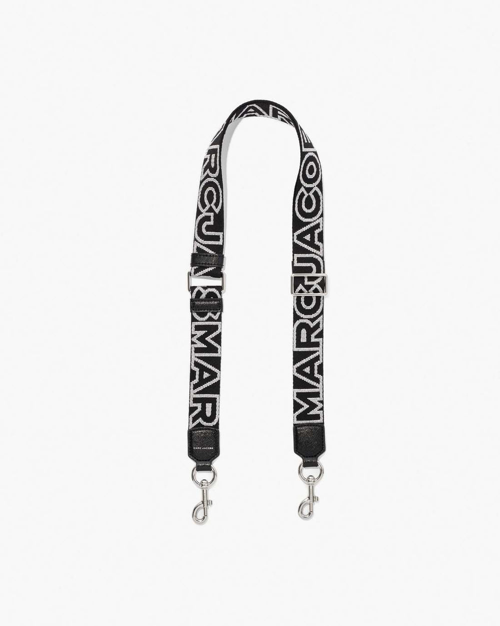 Marc Jacobs The Thin Outline Logo Webbing Strap Black/Silver ACCESSORIES
