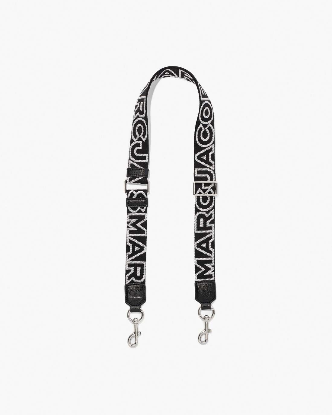 Marc Jacobs The Thin Outline Logo Webbing Strap Black/Silver ACCESSORIES