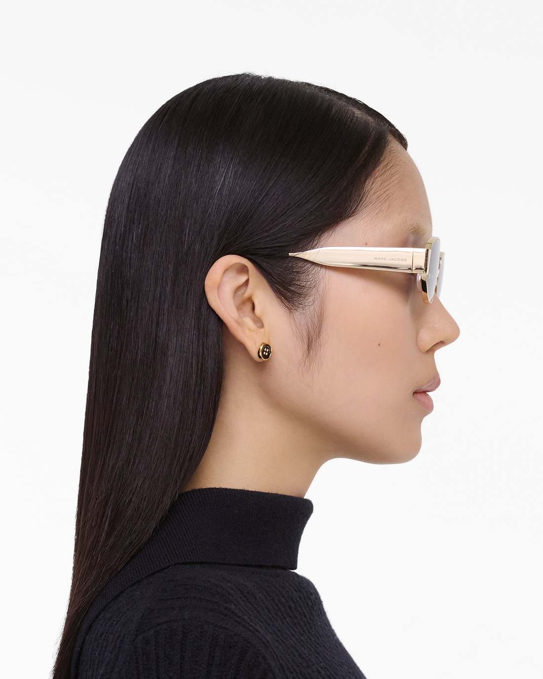 Marc Jacobs The Classic Logo Round Sunglasses Black/Gold ACCESSORIES