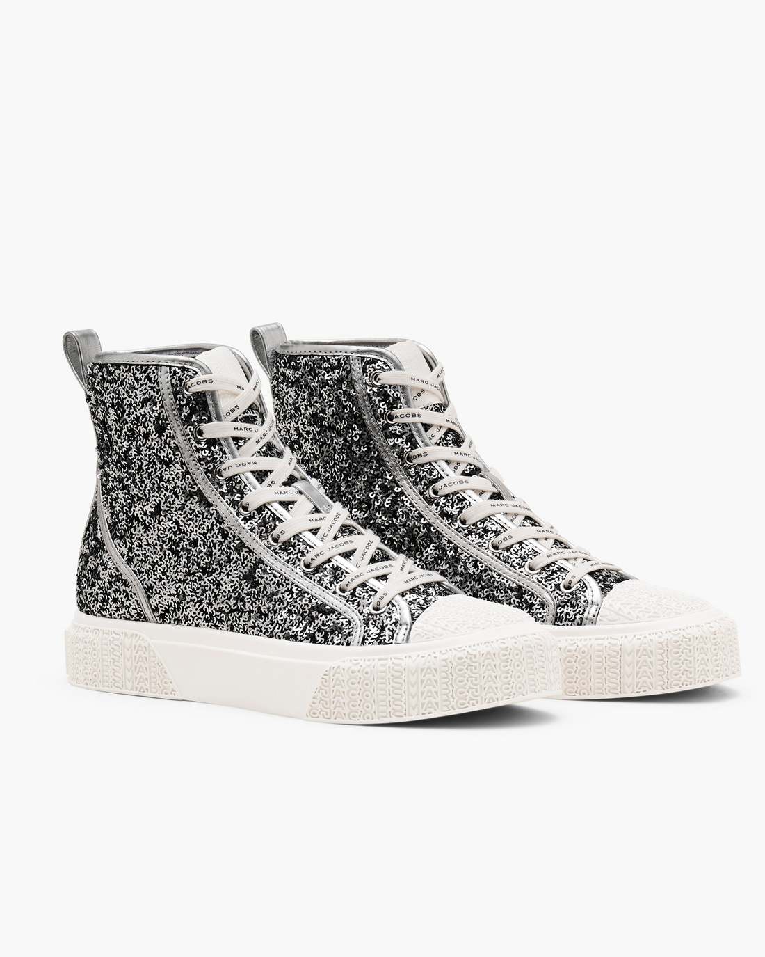 Marc Jacobs The Sequin High Top Sneaker Silver SHOES|NEW ARRIVALS
