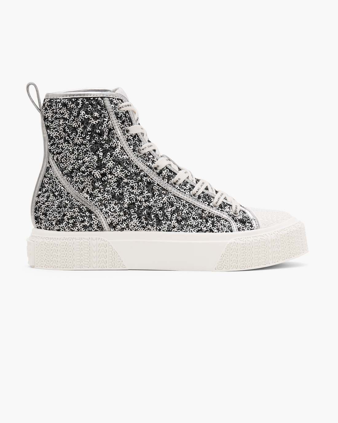 Marc Jacobs The Sequin High Top Sneaker Silver SHOES|NEW ARRIVALS