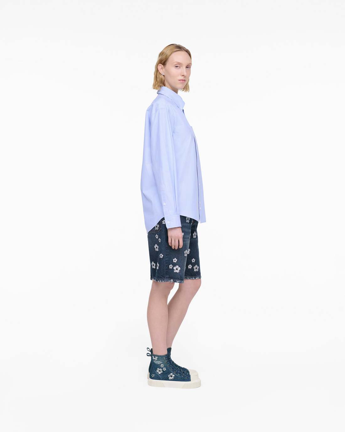 Marc Jacobs The Sequin Daisy Denim High Top Sneaker Vintage Indigo SHOES